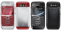 Nokia E71 in doua variante de culori, rosu si negru.